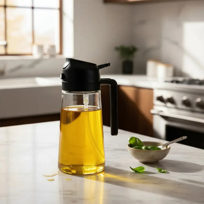 Aceitera Rociador Premium de Vidrio 2 en 1