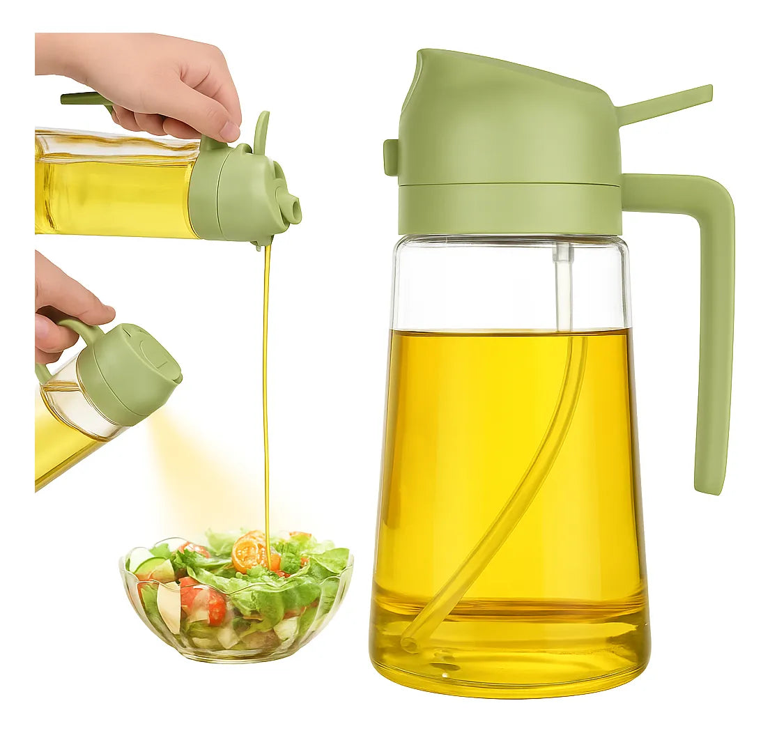 Aceitera Rociador Premium de Vidrio 2 en 1