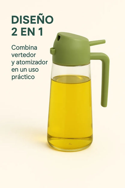 Aceitera Rociador Premium de Vidrio 2 en 1